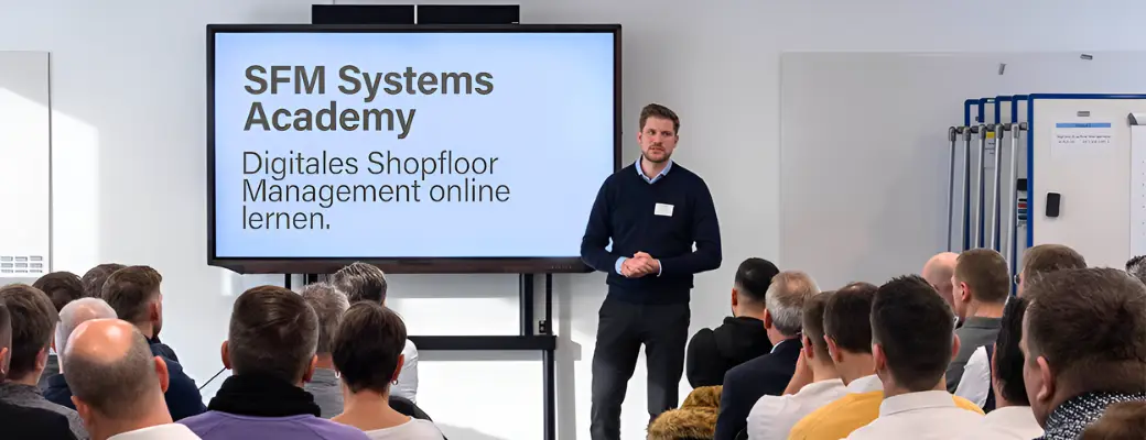 Digital Shopfloor Management Software wird von zwei Shopfloor Management Experten benutzt.